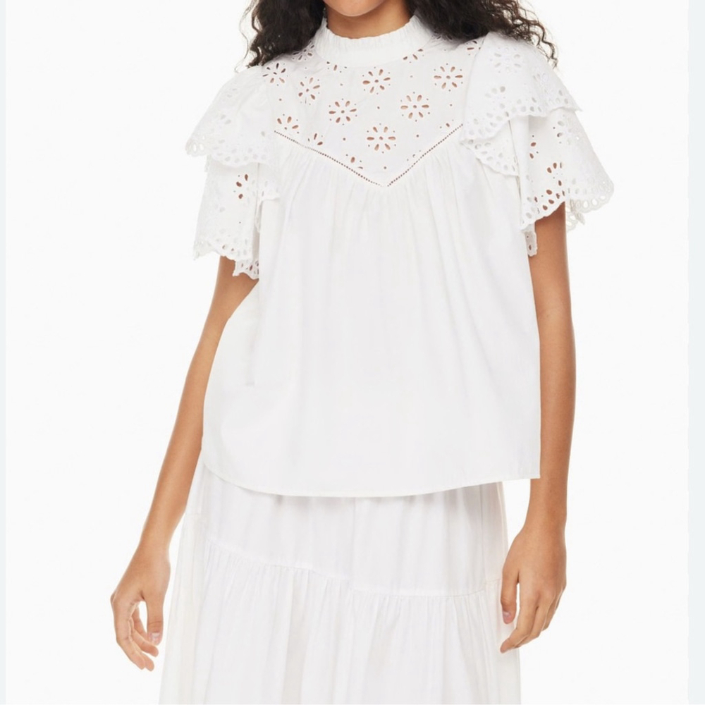 aritzia Little Moon White top blouse poplin